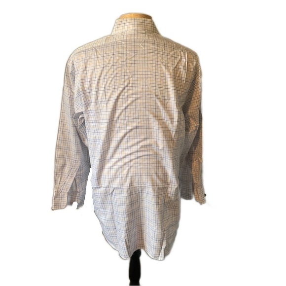 Faconnable 16 1/2 x 34/35 White Check Long Sleeve Button Front Shirt - Picture 3 of 4